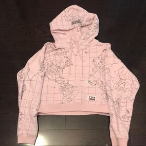 Pink and Black TNA Hoodie With World Map Print